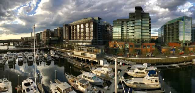 Yacht club waterfront venue with modern architecture for events and gatherings.