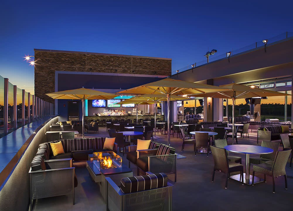 Stylish rooftop venue at Topgolf D.C. for upscale networking events and cocktail parties.