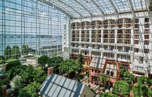 Gaylord National Convention Center atrium with natural light, ideal for events and receptions.