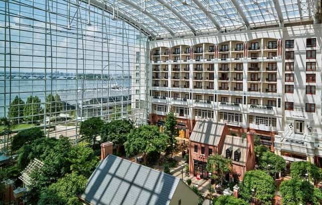 Gaylord National Convention Center atrium with natural light, ideal for events and receptions.