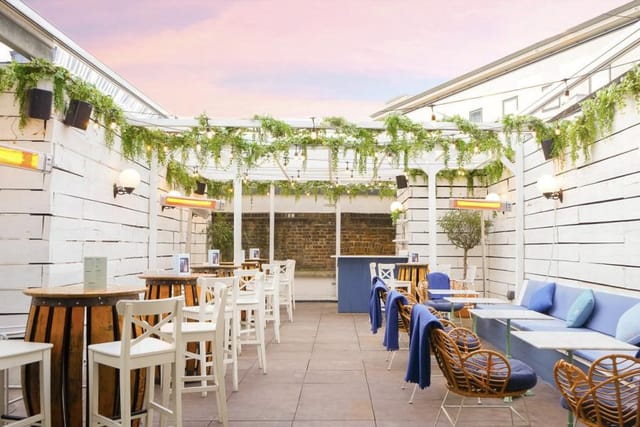 Stylish outdoor event space at Casamigos Terrace, ideal for gatherings and networking.