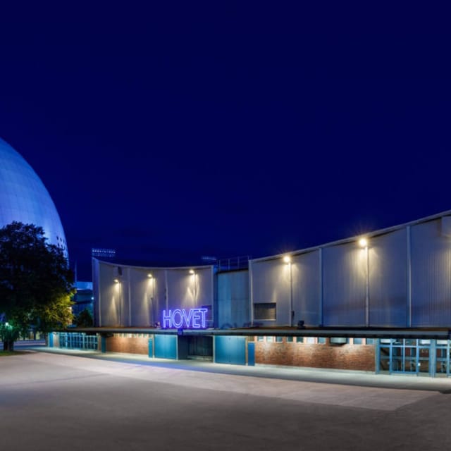 Modern Hovet Arena concert hall at night, ideal for events and gatherings.