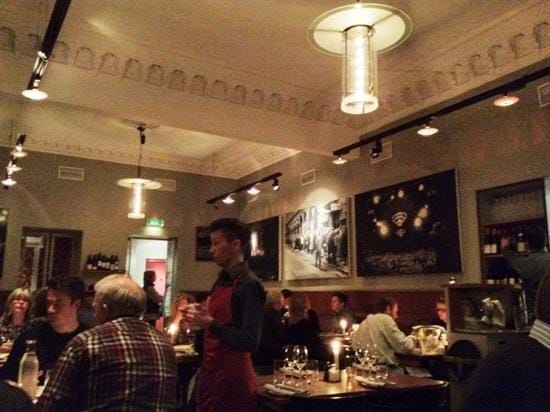 Vibrant Nalen Restaurang with warm lighting, perfect for gatherings and events.