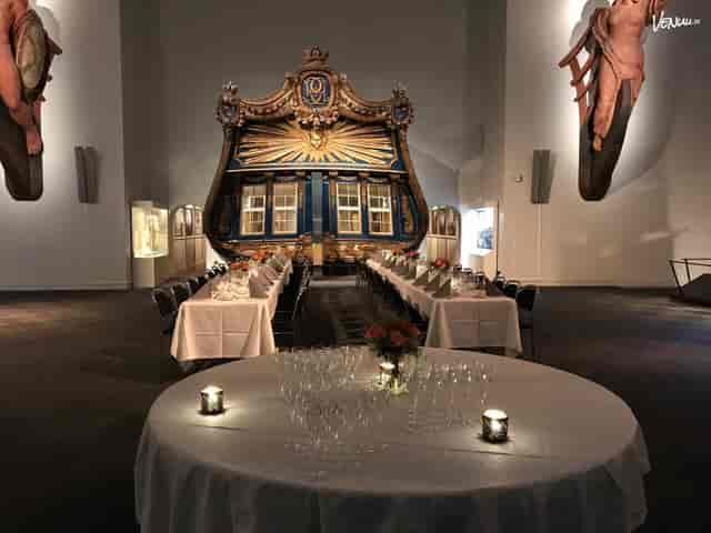 Elegant event space at Minneshallen, Sjöhistoriska Museet, ideal for upscale gatherings.
