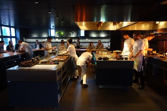Bustling Frantzén restaurant kitchen, ideal for culinary events and private dining.