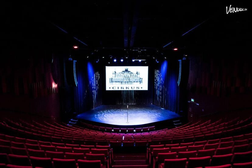 Cirkus arena stage with vibrant lighting, ideal for performances and corporate events.
