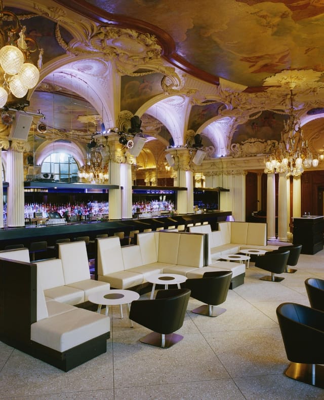 Elegant nightclub at Café Opera, ideal for upscale cocktail receptions and gatherings.