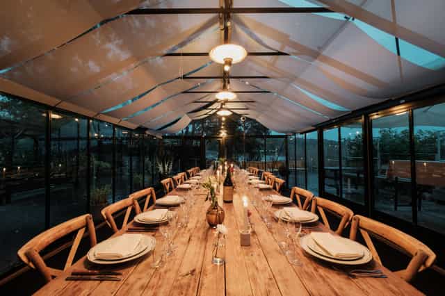 Elegant dining table in Orangeriet, Bockholmen for intimate gatherings and corporate events.