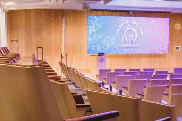 Wallenberg Auditorium: modern seating in a professional event space for conferences.