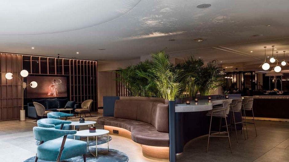 Modern lounge area in Radisson Blu Royal Viking Hotel, perfect for networking events.