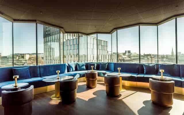 Modern meeting space with panoramic windows at Radisson Blu Royal Viking Hotel, Stockholm.