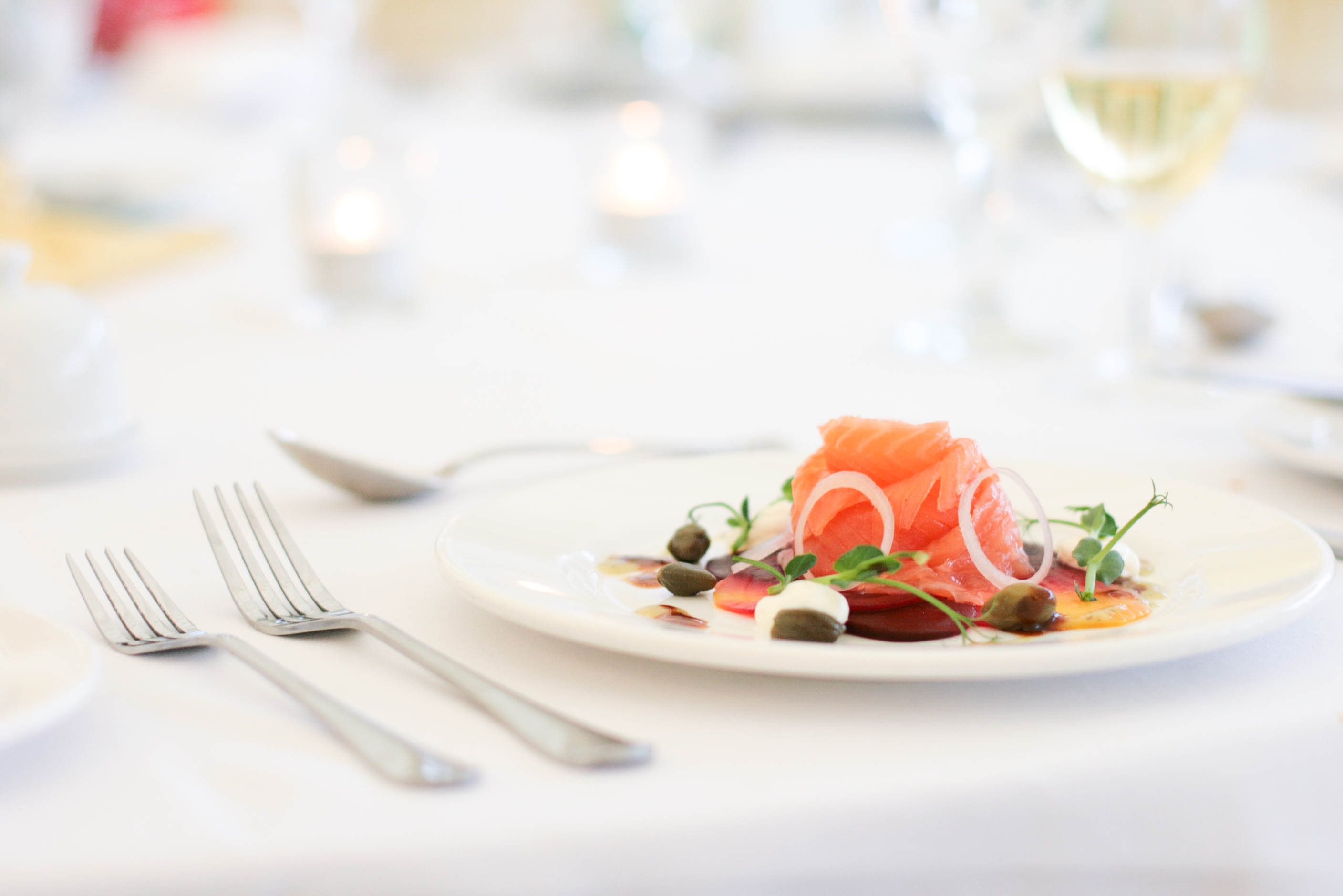 Elegant dish in The Tabor Room, Parklands Quendon Hall for upscale events and corporate functions.