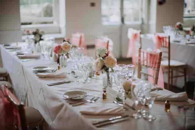 Elegant dining table in The Tabor Room, Parklands Quendon Hall for weddings and events.