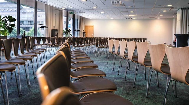 Conference center at Clarion Hotel Stockholm with modern design, ideal for workshops and presentations.