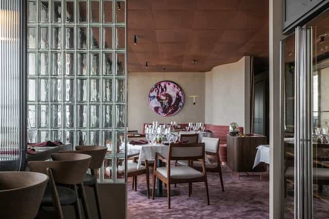 Elegant dining space in La Tour Chambre Séparée for corporate dinners and private events.