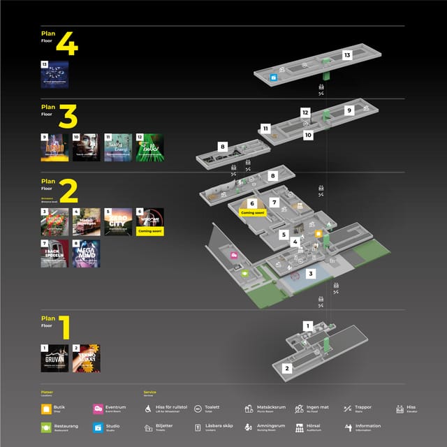 Floor plan of Tekniska Museet library for events, meetings, and conferences.