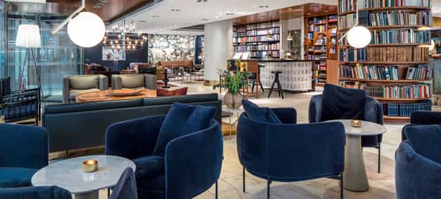 Stylish lounge in Mornington Hotel Stockholm City, ideal for networking events.