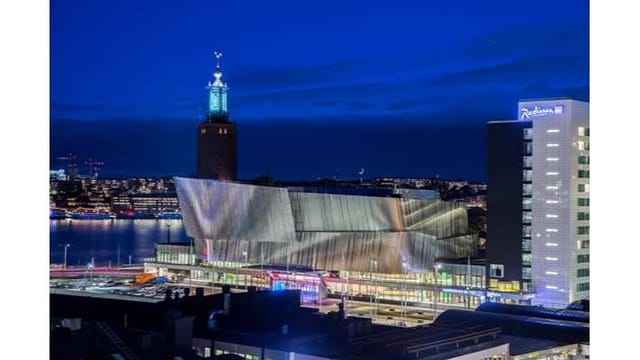 Modern event space at Radisson Blu Waterfront Hotel, Stockholm, ideal for conferences and galas.