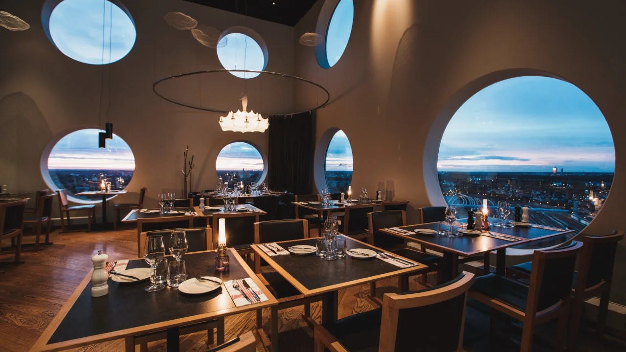 Modern dining space at The Social Bar & Bistro, ideal for upscale events and corporate dinners.