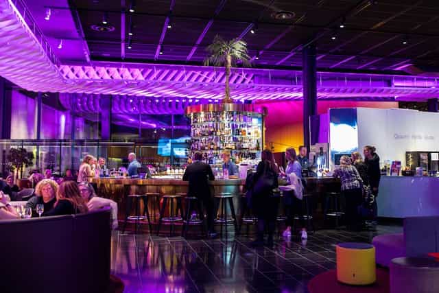 Rooftop Terrace at Quality Hotel Globe, stylish bar with purple lighting for events.