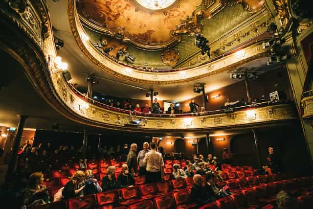 Stora Scen at Södra Teatern: elegant theater with tiered seating for performances and events.
