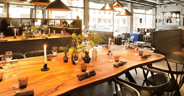 Stylish dining space at Restaurang Hantverket, ideal for events and gatherings.