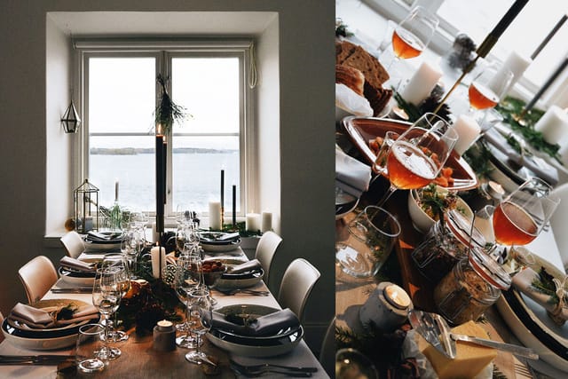 Elegant dining table with coastal view for upscale events in Ekensdal restaurant.
