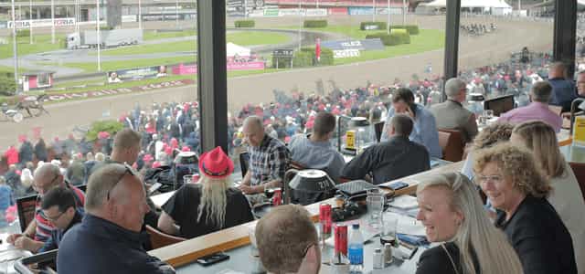 Vibrant Ströget event space at Solvalla racetrack for corporate gatherings and networking.