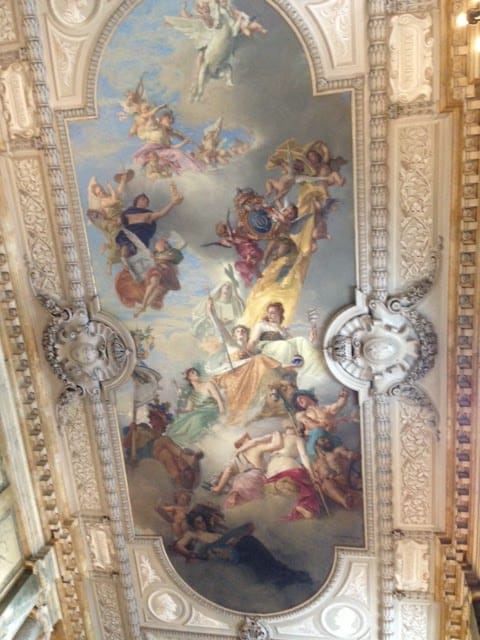 Ornate ceiling mural in Royal Apartments, ideal for gala dinners and formal events.