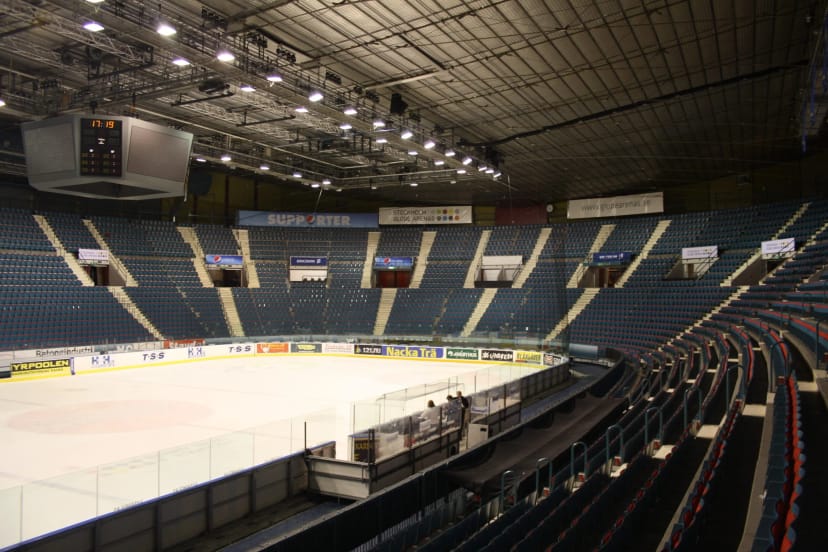 Hovet ice rink in Avicii Arena, versatile venue for sports and corporate events.