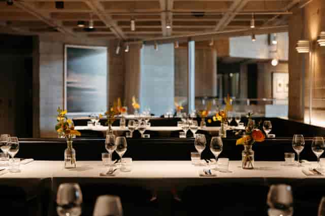 Entire restaurant view at Lasdun Restaurant, National Theatre - dining and events venue.