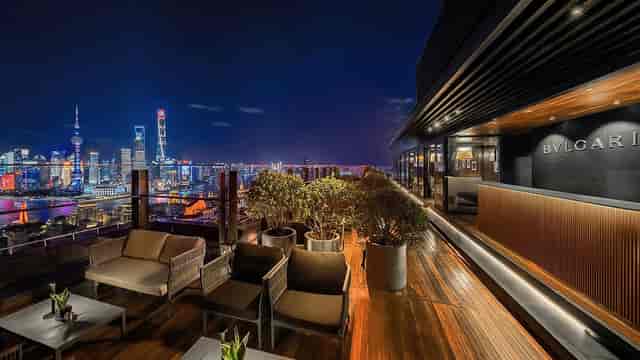 La Terrazza at Bvlgari Hotel Shanghai, modern rooftop venue for upscale events.
