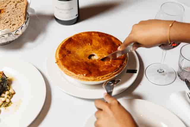 Private Dining Room at Lasdun Restaurant with elegantly crafted pie for upscale events.