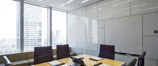 Modern conference room in Shanghai World Financial Center for high-level meetings.