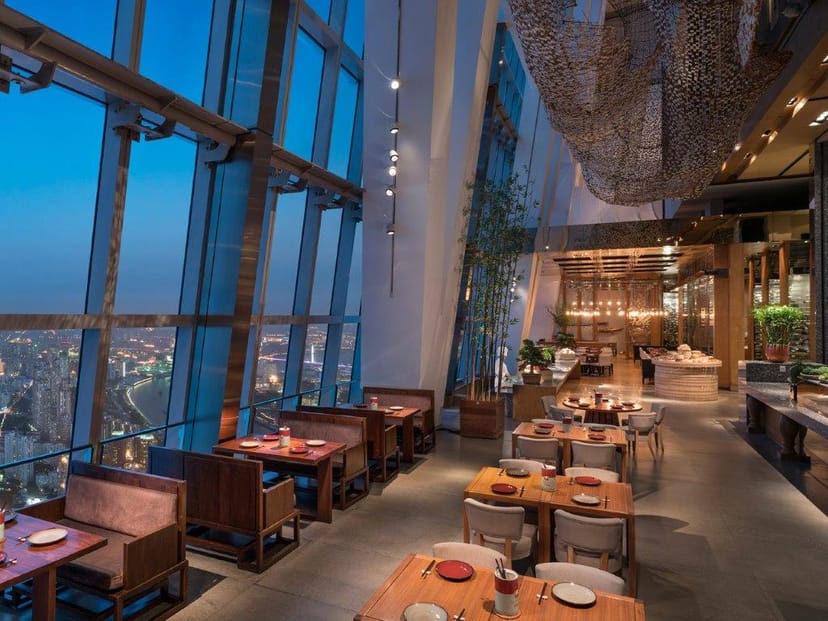 Sophisticated dining venue with city views for corporate events and gatherings.