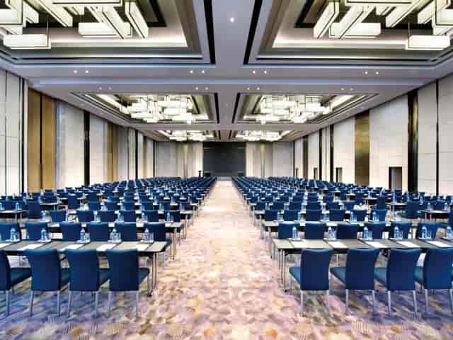 Spacious conference room at Crowne Plaza Shanghai for corporate events and seminars.