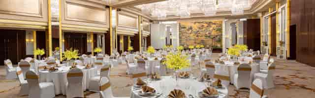 Elegant banquet hall at Crowne Plaza Shanghai, perfect for weddings and corporate events.