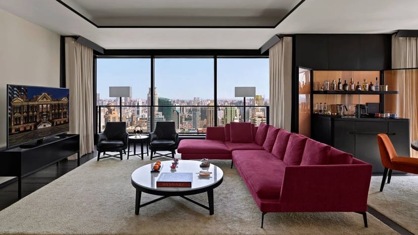 Event Space at Bulgari Hotel Shanghai with plush seating for meetings and networking events.