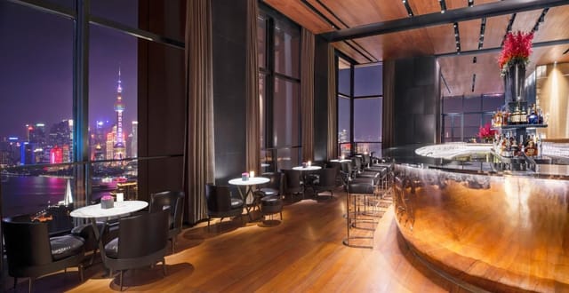 Sophisticated event space at Bulgari Hotel Shanghai with stunning city views.