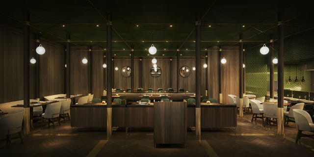 Grand Shanghai Ballroom with warm wood tones, ideal for corporate events and intimate gatherings.