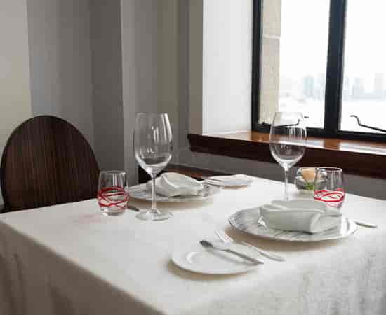Elegant dining table in The Cathay Room, perfect for corporate dinners and events.