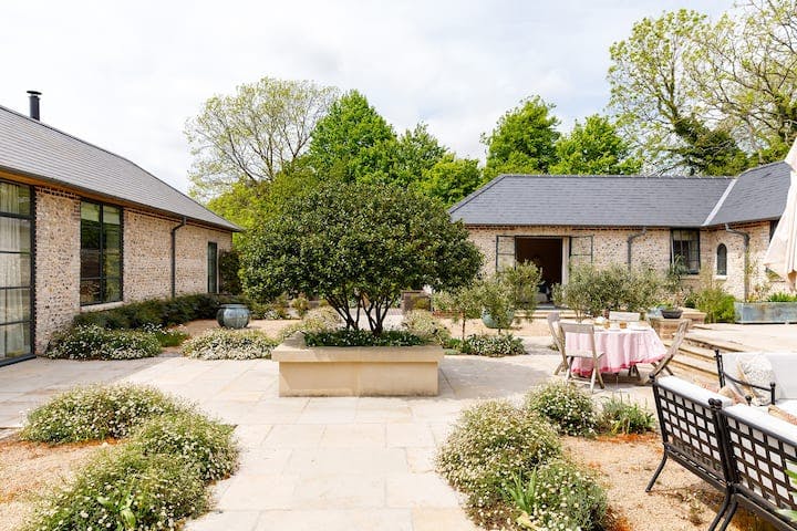 Courtyard Garden venue with elegant seating for events and gatherings.
