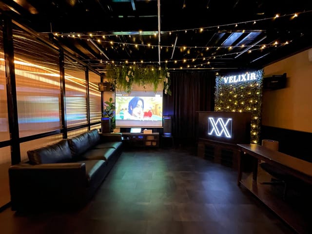 Stylish event space with cozy seating for intimate gatherings in Velixir Singapore.