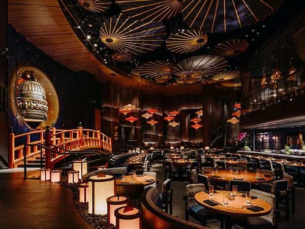 Sophisticated Marina Bay Sands restaurant with elegant decor for upscale events.