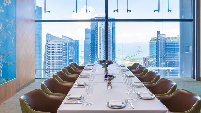 Grand Dining Hall at Artemis Grill, elegant table, corporate events, city views
