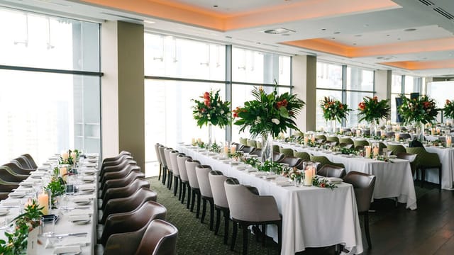 Grand Dining Hall at Artemis Grill, elegant event space for corporate gatherings and celebrations.