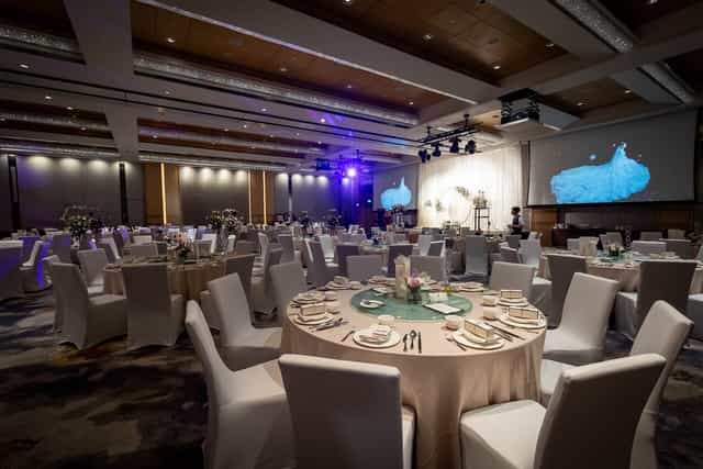 Elegant Wallich Ballroom at Sofitel Singapore, perfect for corporate events and weddings.