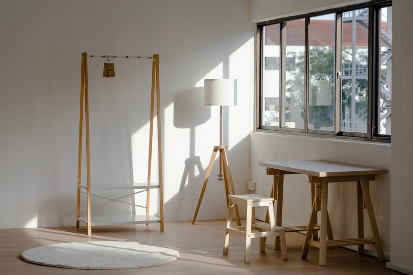 Minimalist meeting space with natural light, perfect for creative gatherings and brainstorming.