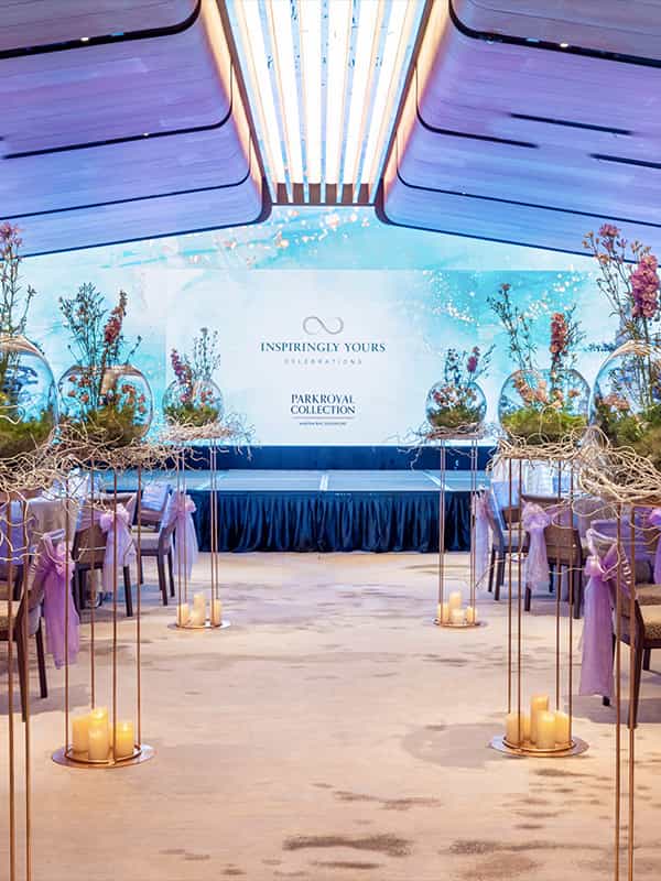 Atrium Ballroom at PARKROYAL: elegant floral decor for corporate events and celebrations.