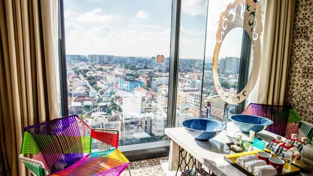 Conference center at Hotel Indigo Singapore Katong with vibrant decor for meetings.